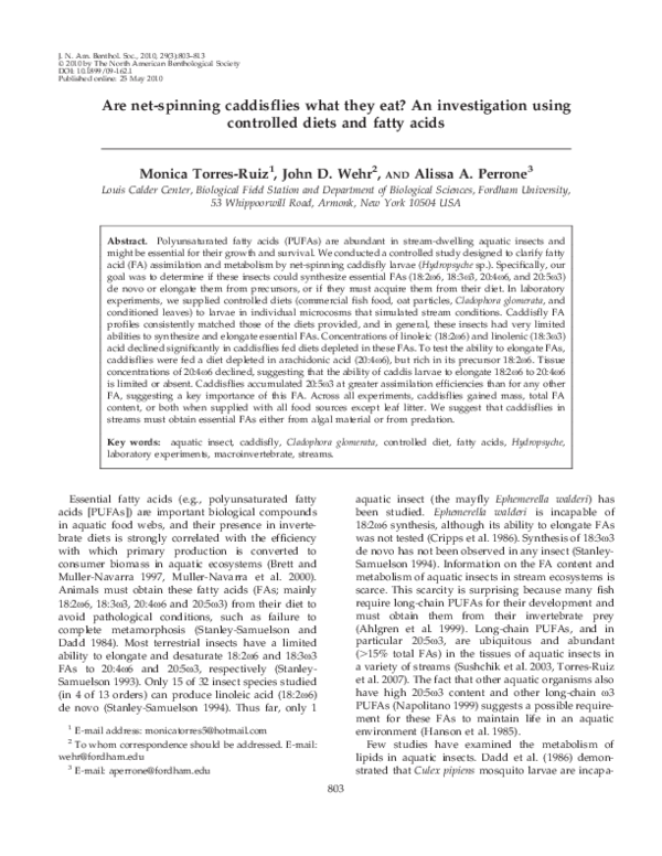 (PDF) Are netspinning caddisflies what they eat? An investigation