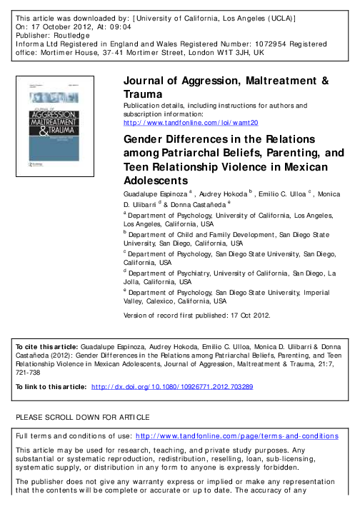 (PDF) Gender Differences in the Relations among Patriarchal Beliefs ...