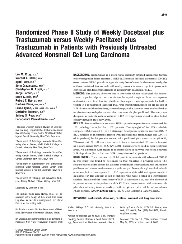 (PDF) Randomized phase II study of weekly docetaxel plus trastuzumab ...