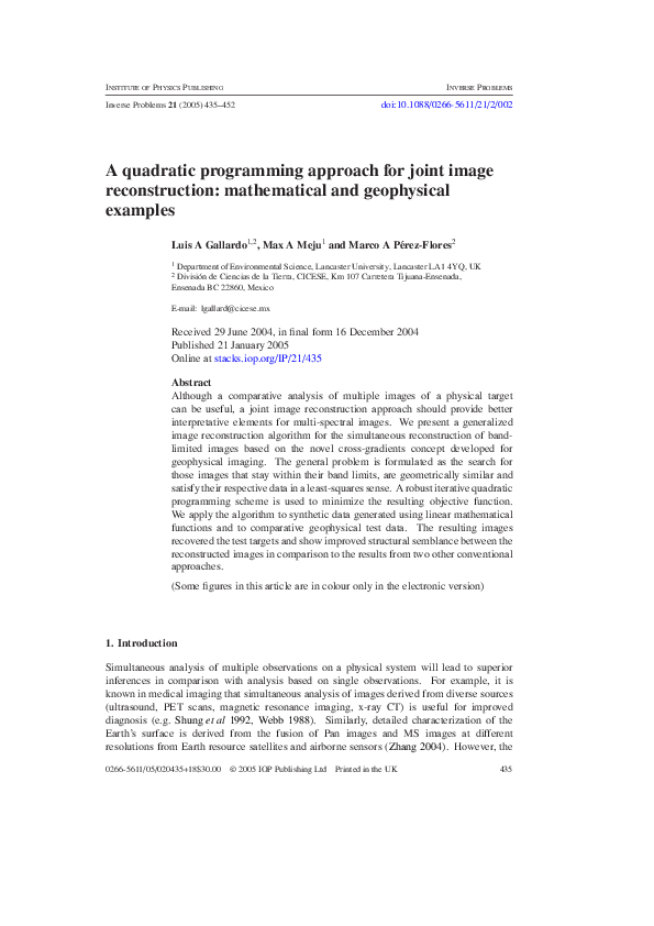 (PDF) A quadratic programming approach for joint image reconstruction ...