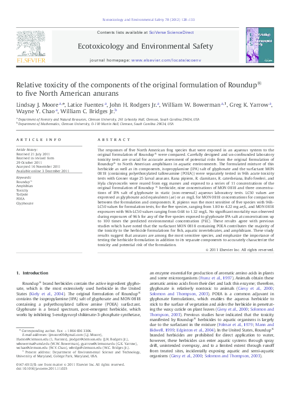 (PDF) Relative toxicity of the components of the original formulation ...