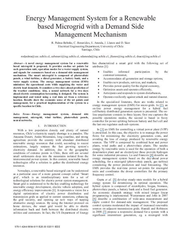 (PDF) Energy management system for a renewable based microgrid with a ...