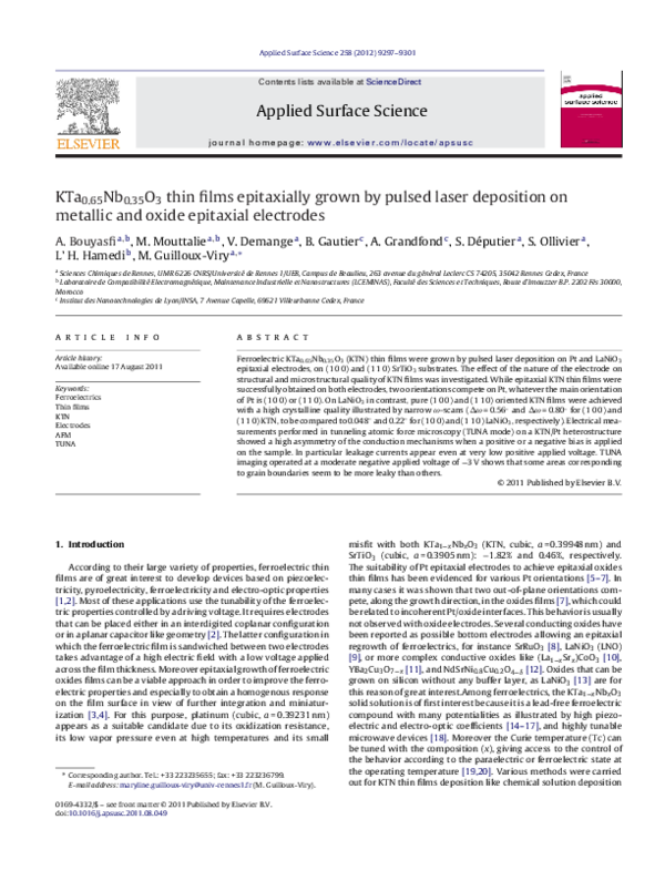 (PDF) KTa0.65Nb0.35O3 thin films epitaxially grown by pulsed laser ...