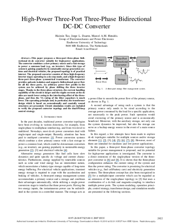(PDF) High-Power Three-Port Three-Phase Bidirectional DC-DC Converter