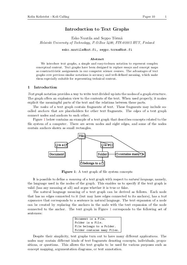 (PDF) Introduction to Text Graphs