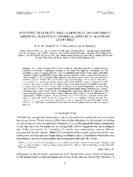 (PDF) Synaptic Plasticity Types and Learning Correlation