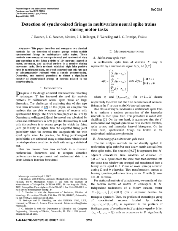 (PDF) Detection of synchronized firings in multivariate neural spike ...