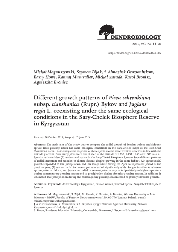 (PDF) Different growth patterns of Picea schrenkiana subsp. tianshanica ...