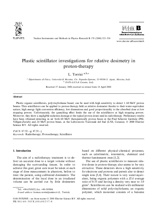 (PDF) Plastic scintillator investigations for relative dosimetry in