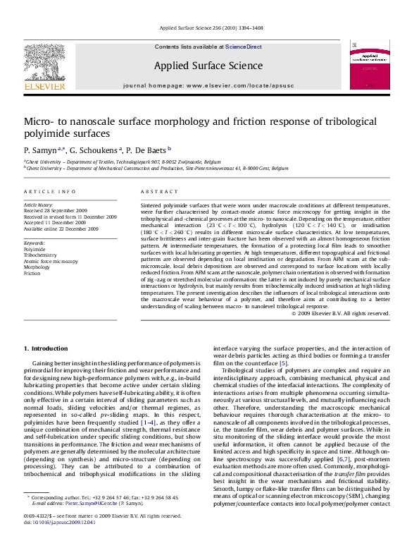 (PDF) Micro- to nanoscale surface morphology and friction response of ...