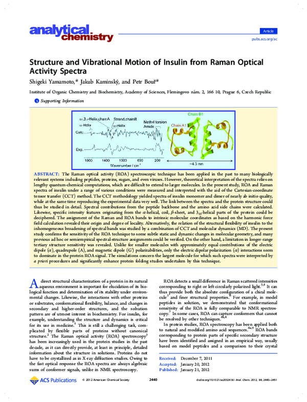 (PDF) Structure and Vibrational Motion of Insulin from Raman Optical ...