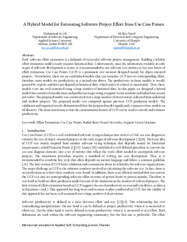 (PDF) A Hybrid Model for Estimating Software Project Effort from Use ...