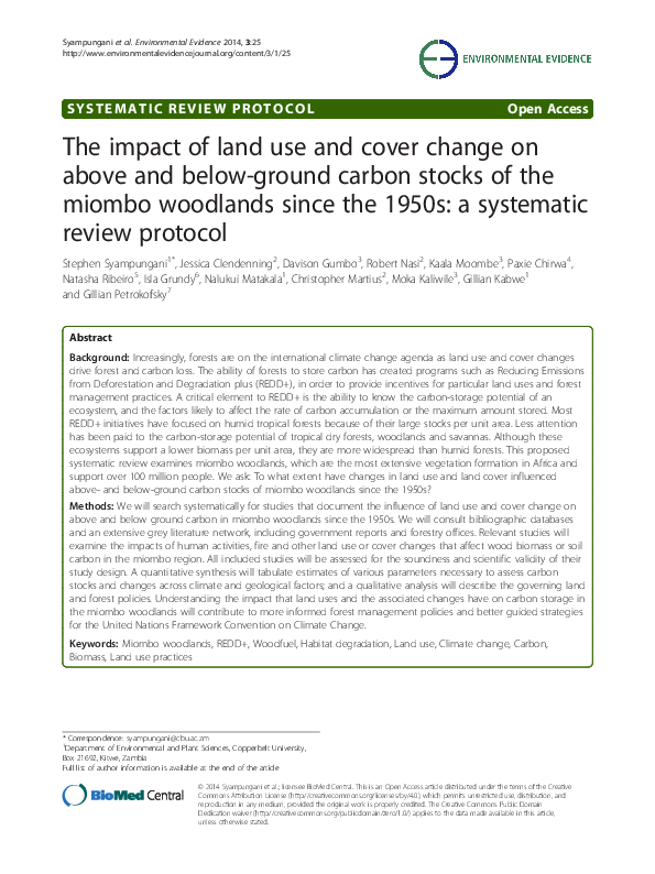 (PDF) The impact of land use and cover change on above and below-ground ...