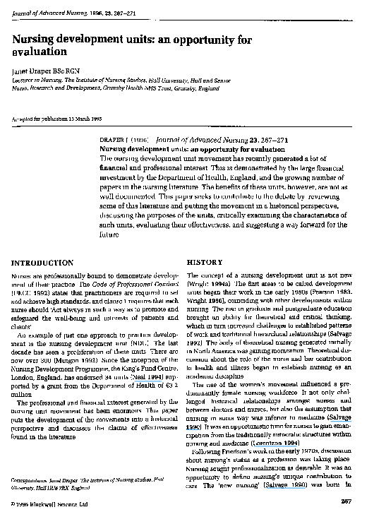 (PDF) Nursing development units: an opportunity for evaluation