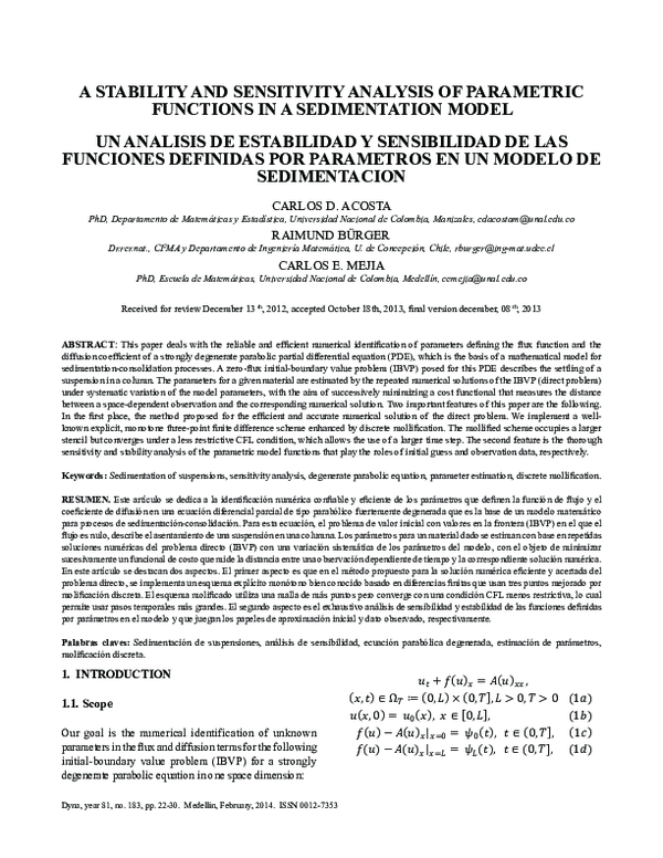 (PDF) A STABILITY AND SENSITIVITY ANALYSIS OF PARAMETRIC FUNCTIONS IN A ...