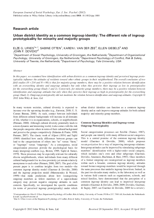 (PDF) Urban district identity as a common ingroup identity: The ...