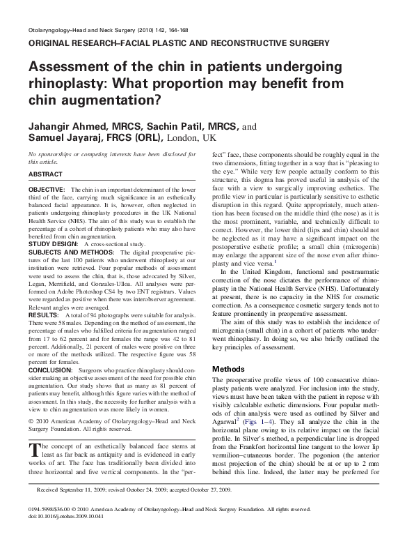 (PDF) Assessment of the chin in patients undergoing rhinoplasty: what ...