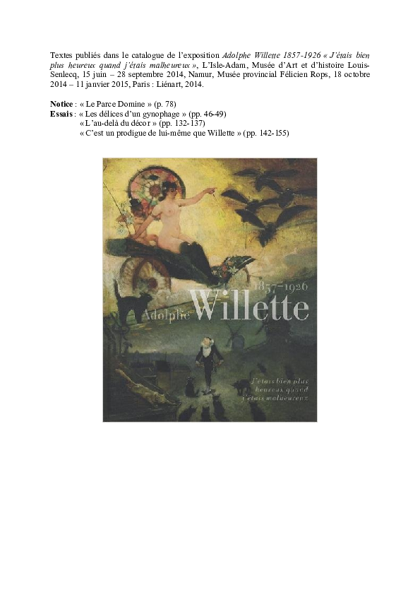 (PDF) Catalogue Adolphe Willette 1857-1926
