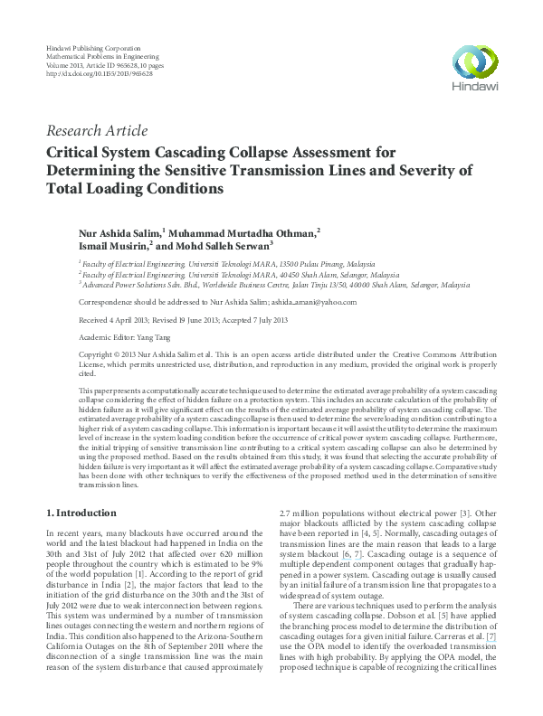 (PDF) Critical System Cascading Collapse Assessment for Determining the ...