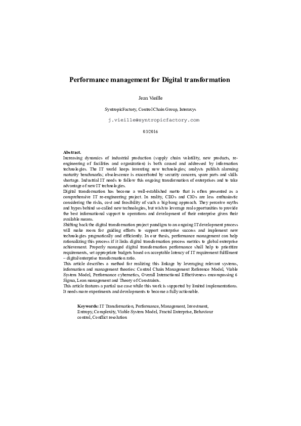 (DOC) Performance management for Digital transformation
