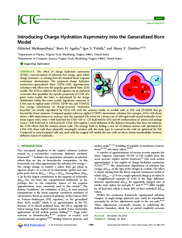 (PDF) Introducing Charge Hydration Asymmetry into the Generalized Born ...