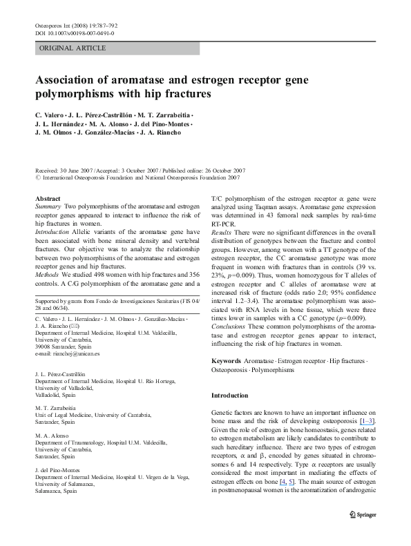 (PDF) Association of aromatase and estrogen receptor gene polymorphisms ...