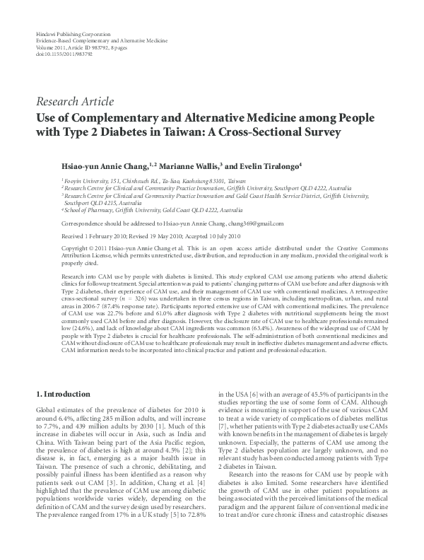 (PDF) Use of Complementary and Alternative Medicine among People with ...