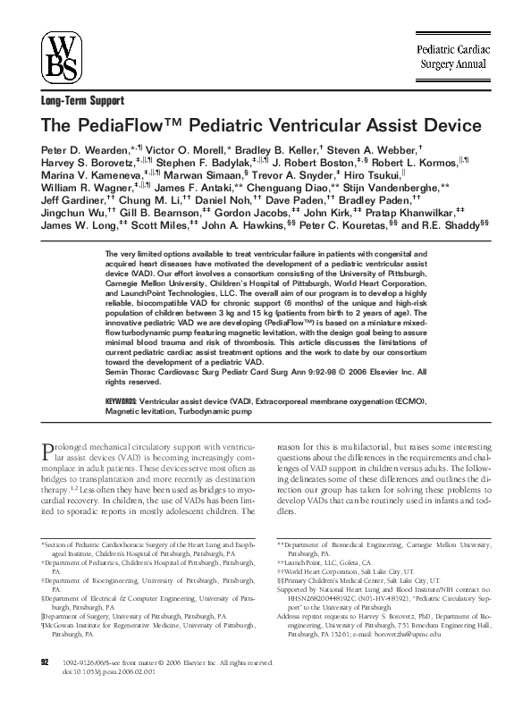 (PDF) The PediaFlow™ Pediatric Ventricular Assist Device