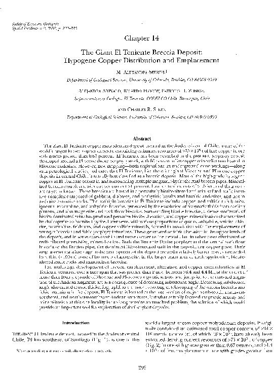 (PDF) The Giant El Teniente Breccia Deposit: Hypogene Copper ...