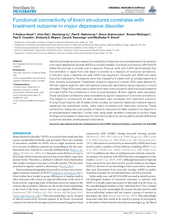 (PDF) Functional Connectivity of Brain Structures Correlates with ...