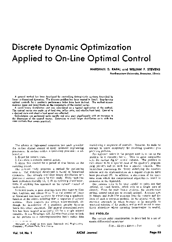 (PDF) Discrete dynamic optimization applied to on-line optimal control