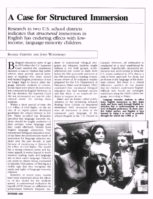 (PDF) A Case for Structured Immersion