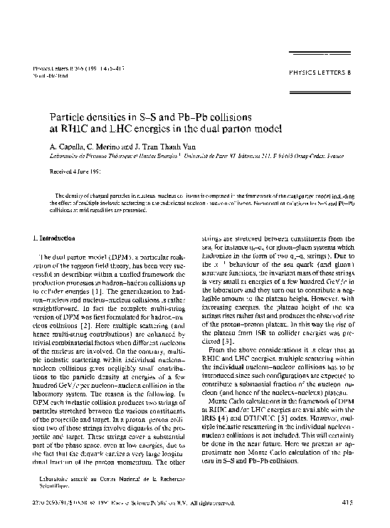(PDF) Particle densities in SS and Pb-Pb collisions at RHIC and LHC ...