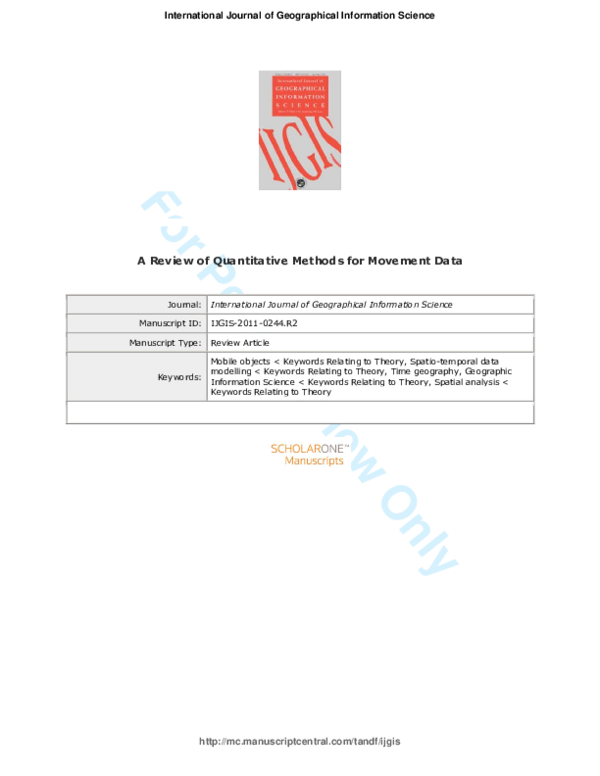 (PDF) A review of quantitative methods for movement data