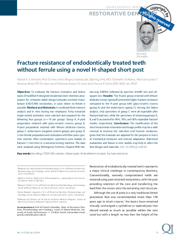 (PDF) Fracture Resistance of Endodontically Treated Teeth Restored with ...