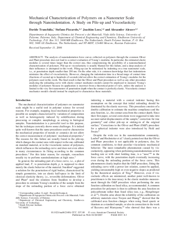 (PDF) Mechanical Characterization of Polymers on a Nanometer Scale ...