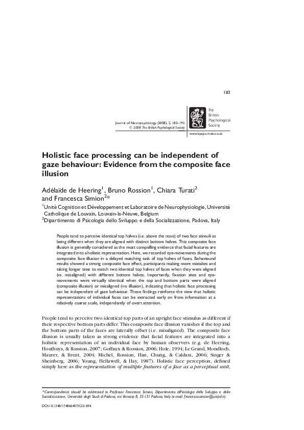 (PDF) Holistic face processing can be independent of gaze behaviour ...