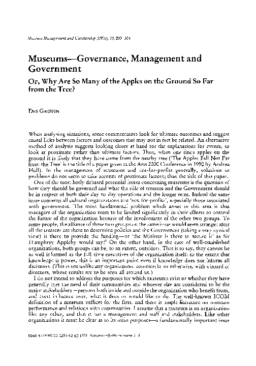 (PDF) Museums—governance, management and government: Or, why are so ...