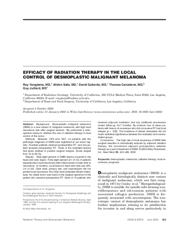 (PDF) Efficacy of radiation therapy in the local control of ...