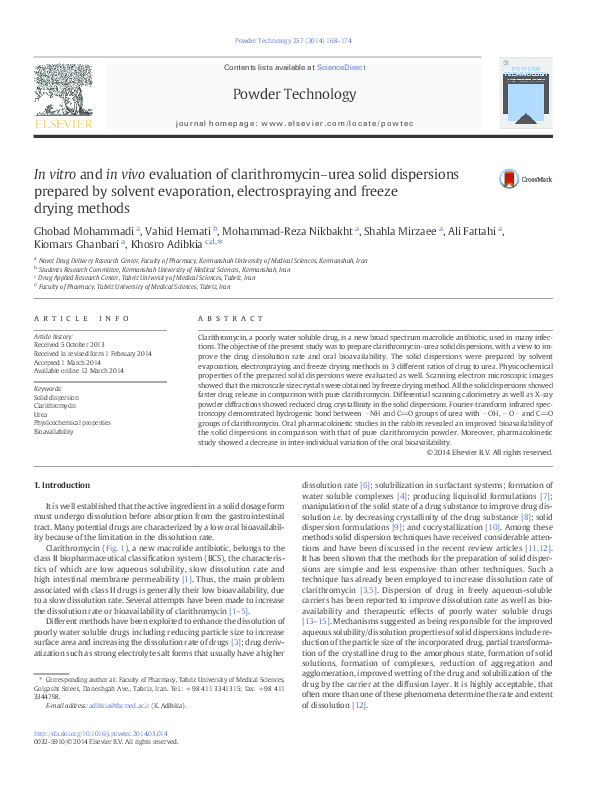 (PDF) In vitro and in vivo evaluation of clarithromycin–urea solid ...