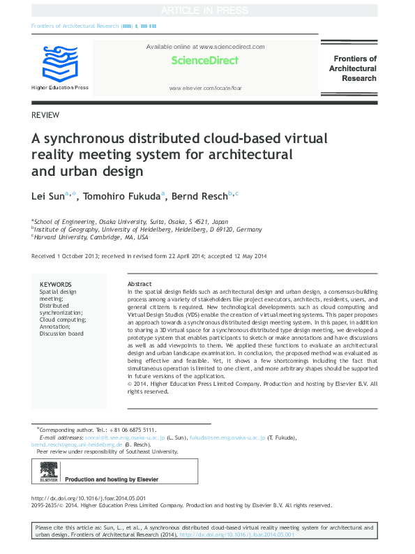 (PDF) A synchronous distributed cloud-based virtual reality meeting ...
