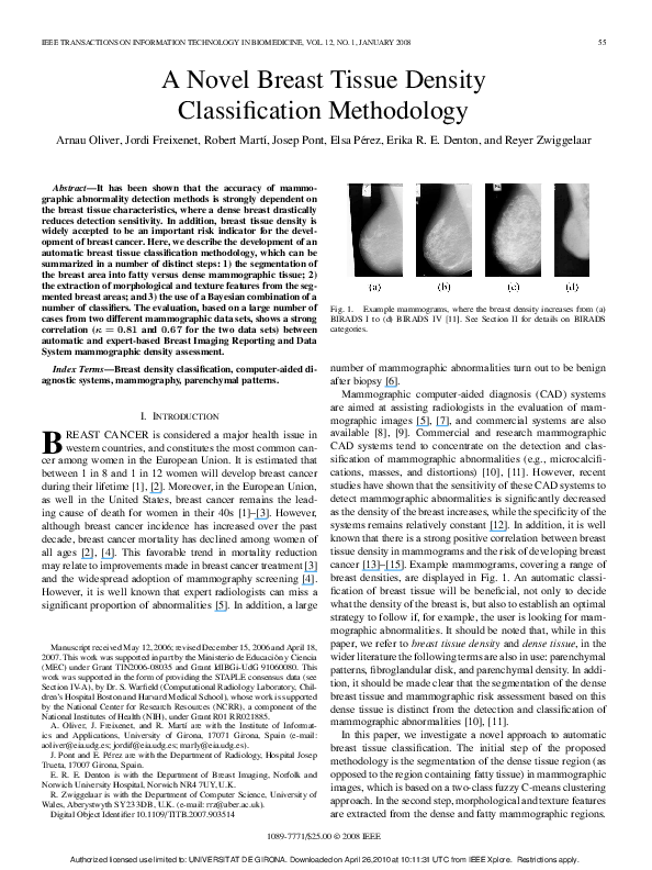 (PDF) A novel breast tissue density classification methodology