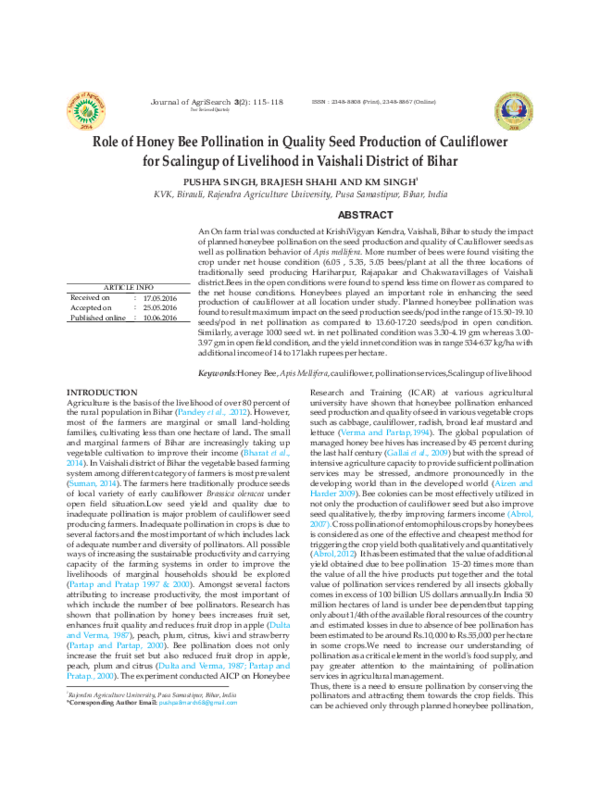 (PDF) Role of Honey Bee Pollination in Quality Seed Production of ...