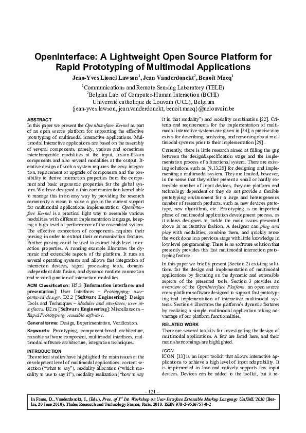 (PDF) OpenInterface: A Lightweight Open Source Platform for Rapid ...