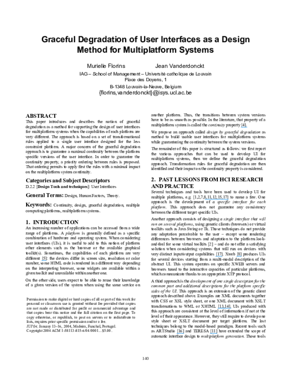 (PDF) Graceful degradation of user interfaces as a design method for ...