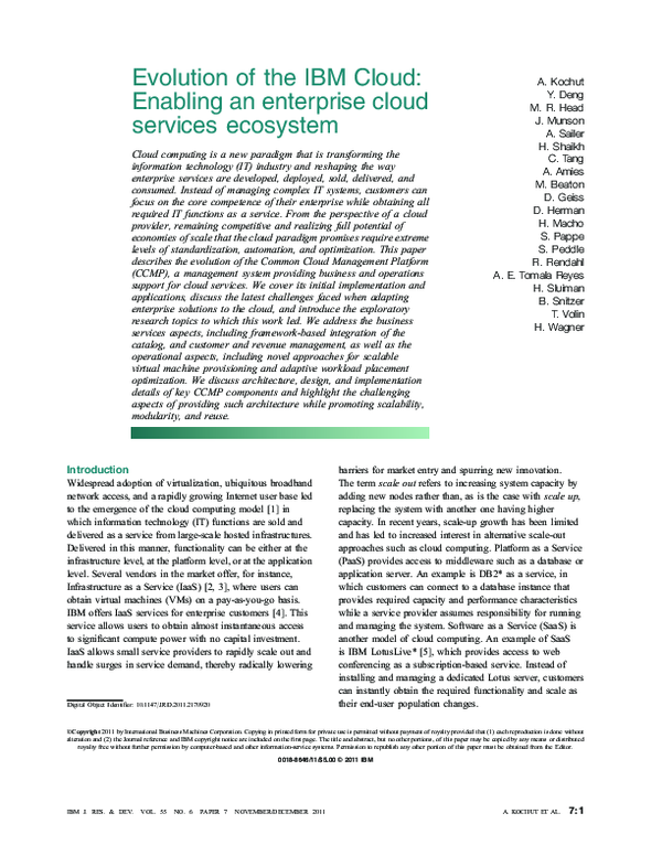 (PDF) Evolution of the IBM Cloud: Enabling an enterprise cloud services ...