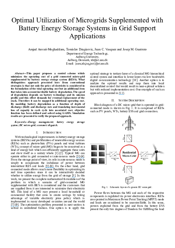 (PDF) Optimal utilization of microgrids supplemented with battery ...