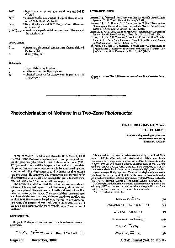 (PDF) Photochlorination of methane in a two-zone photoreactor