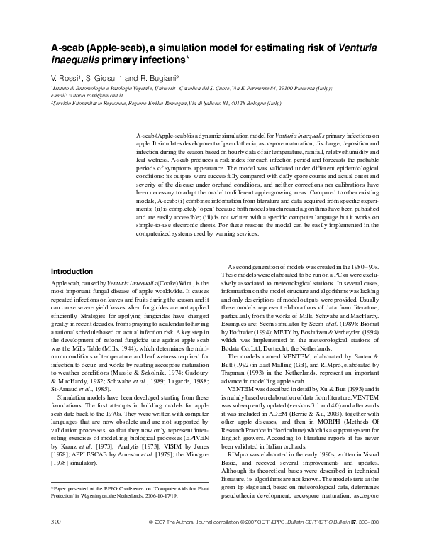 (PDF) A-scab (Apple-scab), a simulation model for estimating risk of ...