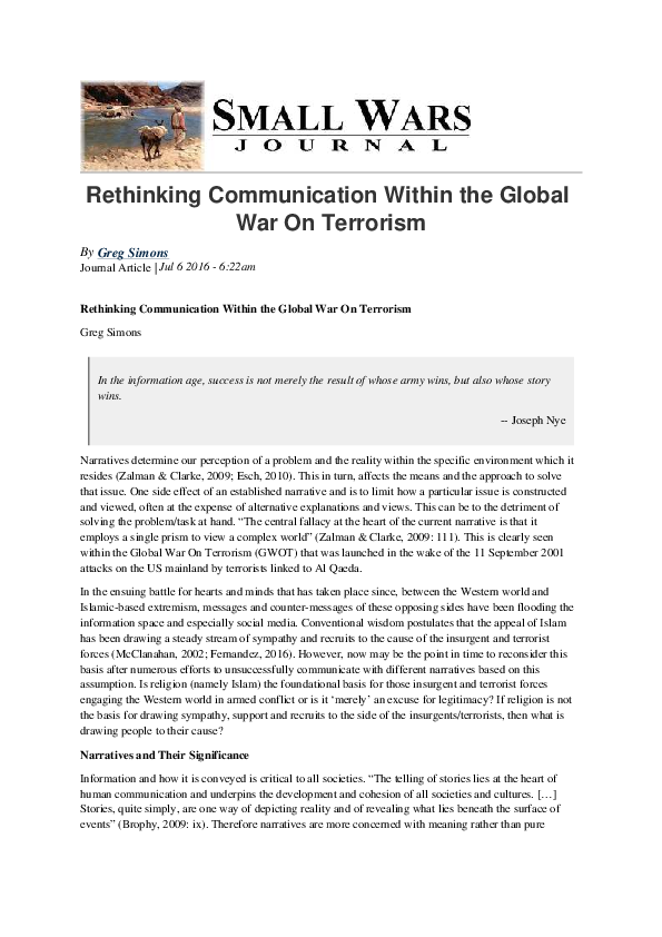 (PDF) Rethinking Communication Within the Global War On Terrorism